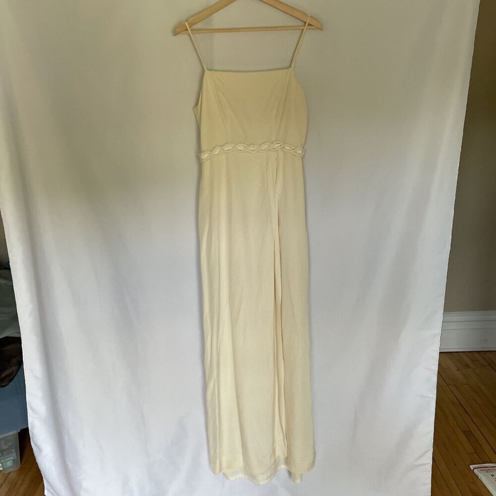 Belsoie Sz S cream maxi dress‎ spaghetti straps vintage vtg prom formal dress